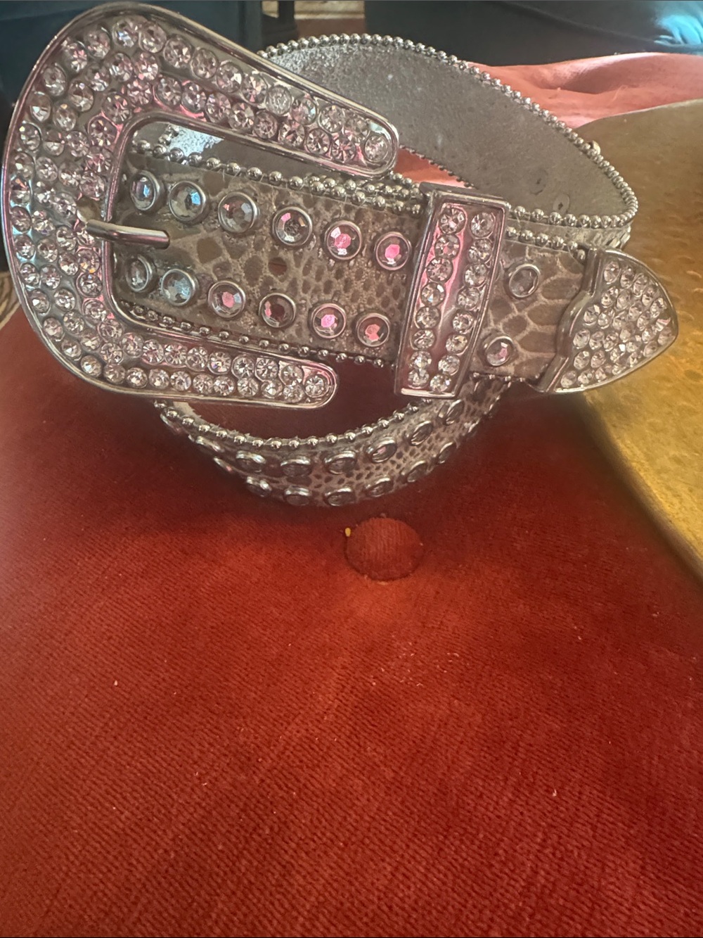 BKE Silver Crystal-Studded Women's Belt